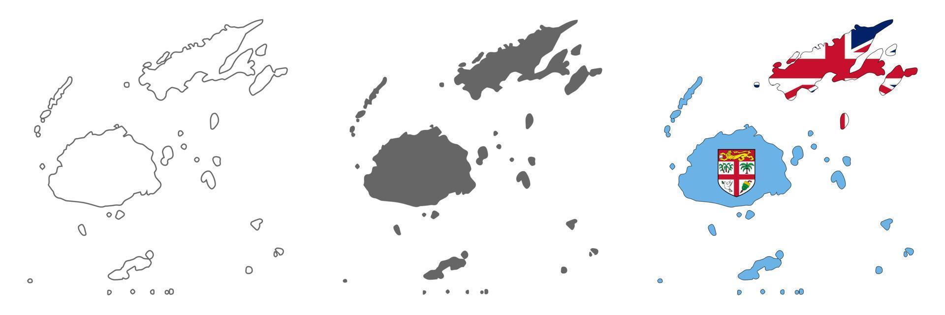 mapa muy detallado de Fiji con bordes aislados en el fondo vector