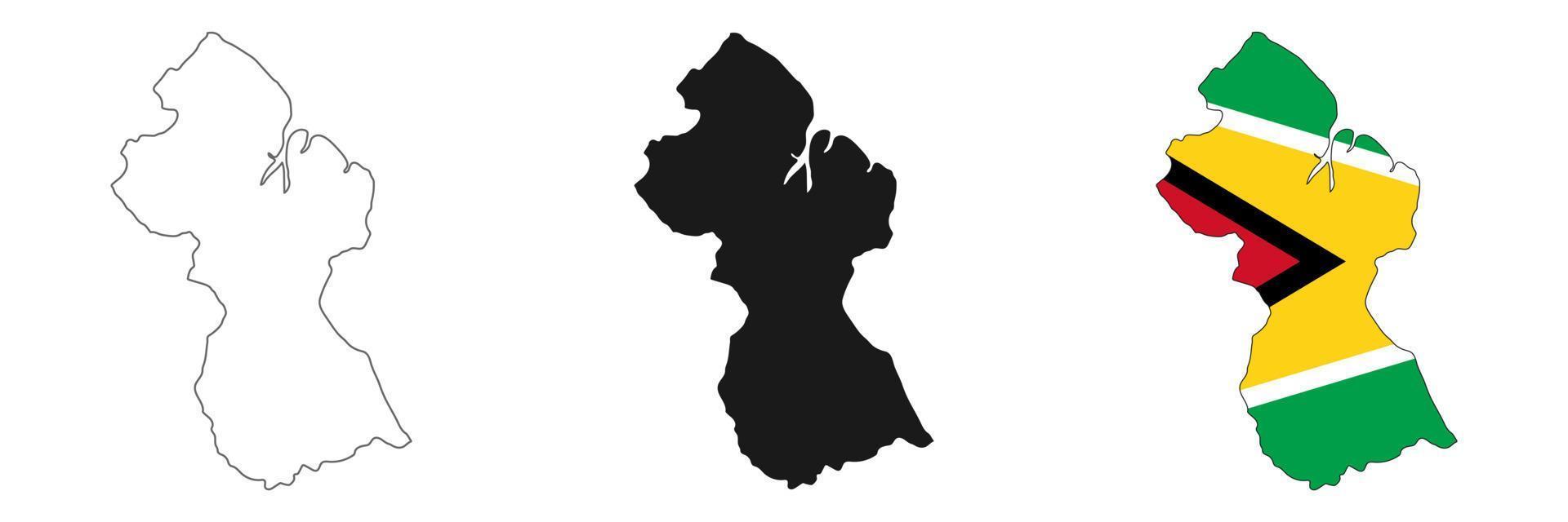 Mapa de Guyana muy detallado con bordes aislados en segundo plano. vector
