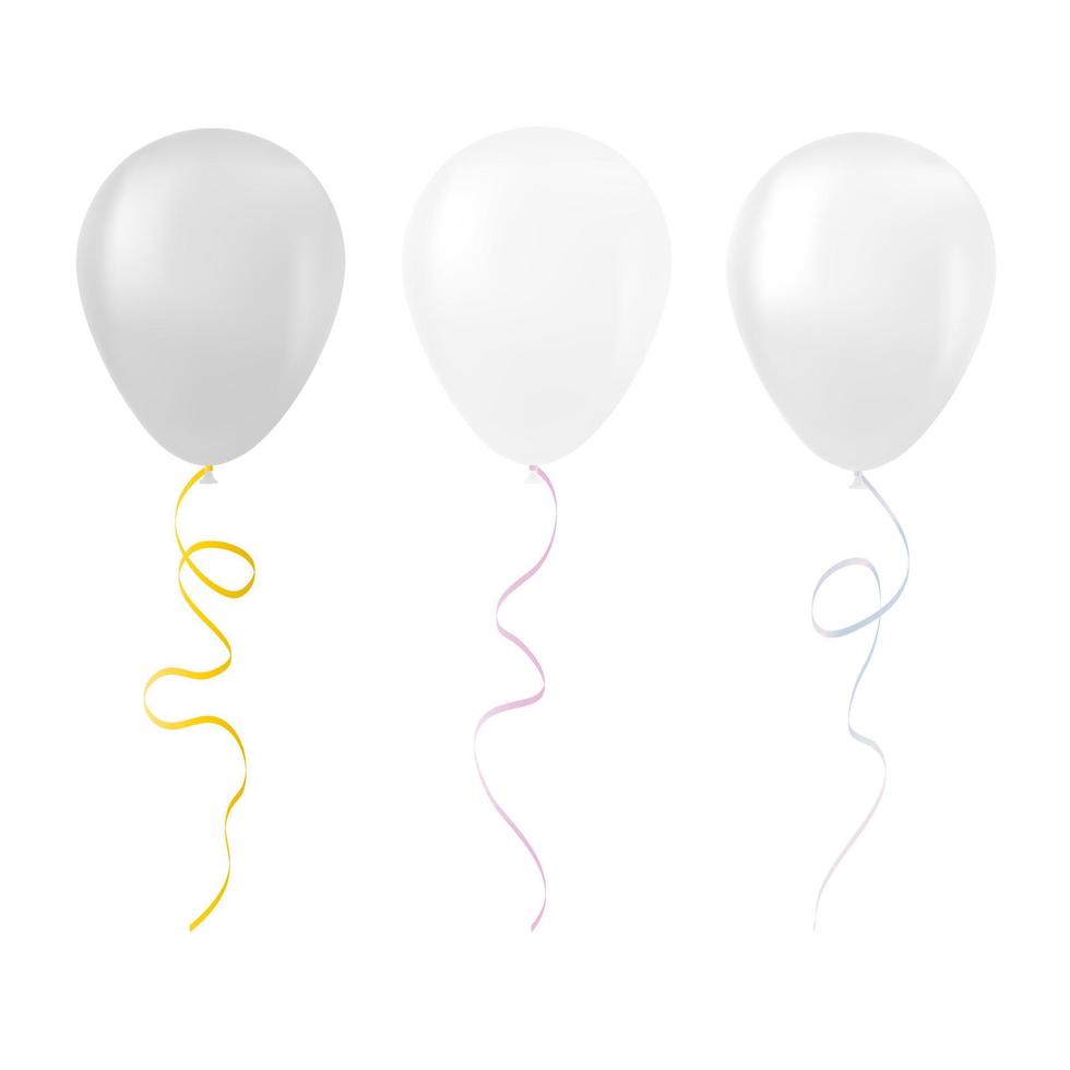 conjunto de globos aislado sobre fondo blanco conjunto de globos blancos vector