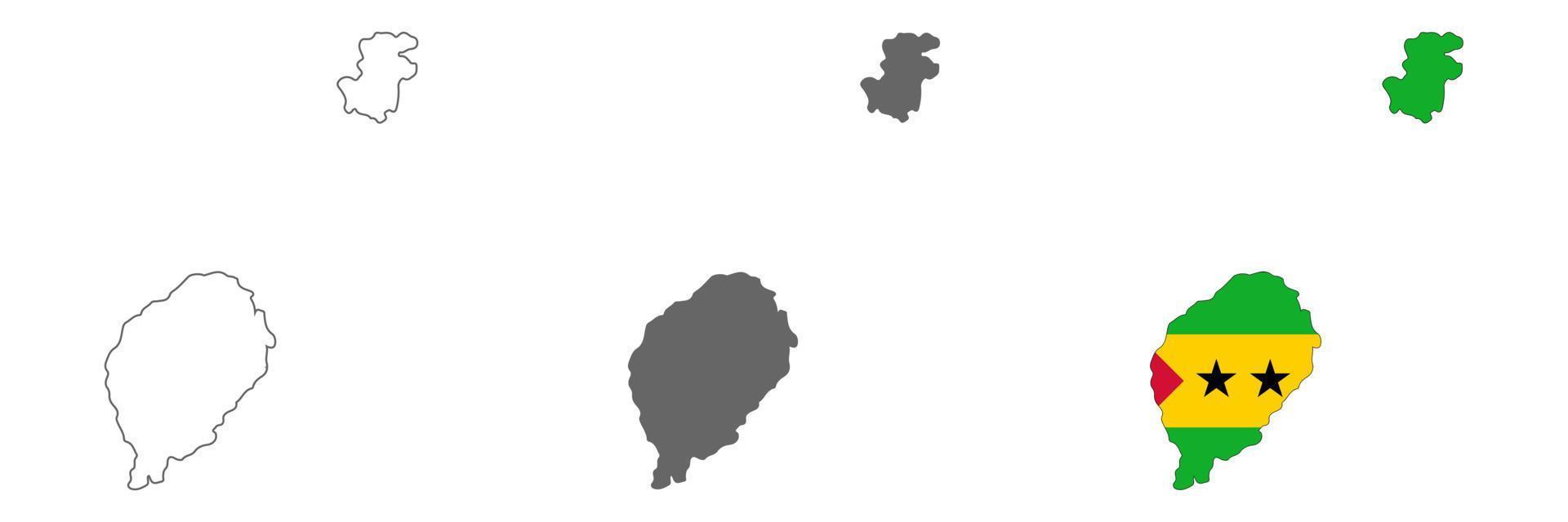 mapa muy detallado de santo tomé y príncipe con bordes aislados en el fondo vector