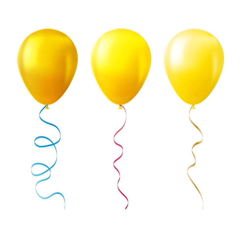 conjunto de globos aislado sobre fondo blanco conjunto de globos amarillos vector