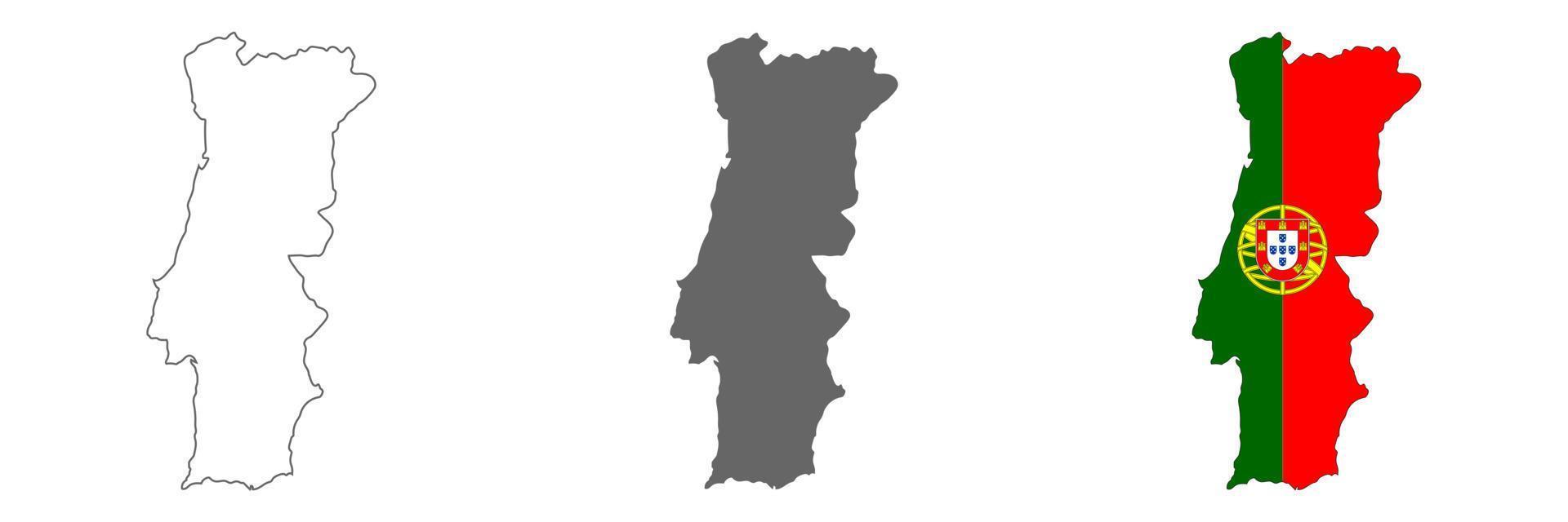 Highly detailed Portugal map with borders isolated on background vector