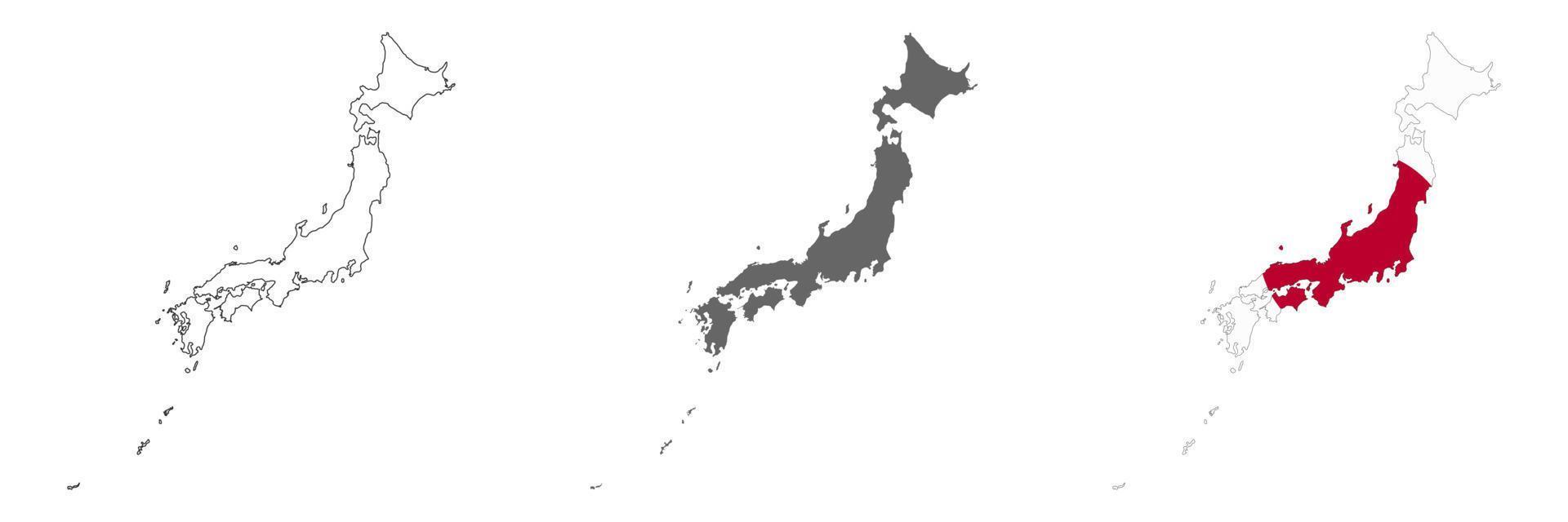 Mapa de Japón muy detallado con bordes aislados en segundo plano. vector