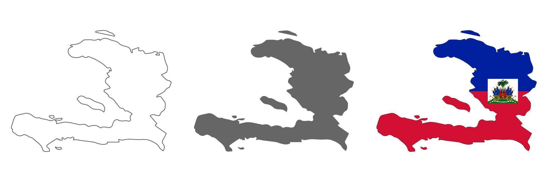 Mapa de Haití muy detallado con bordes aislados en el fondo vector
