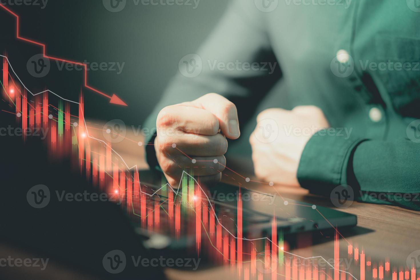 Stock Market Chart, Share drop down. Planning and strategy, Stock market, Business growth down, Concept of financial crisis. photo
