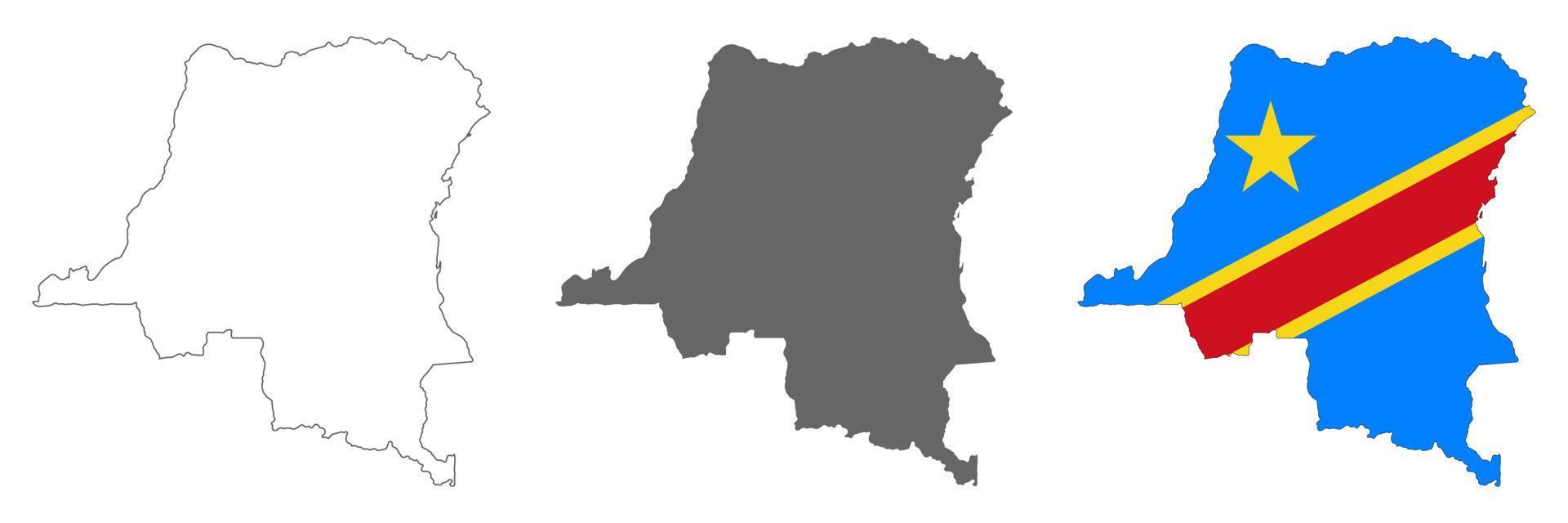 Highly detailed Democratic Republic of the Congo map with borders isolated on background vector