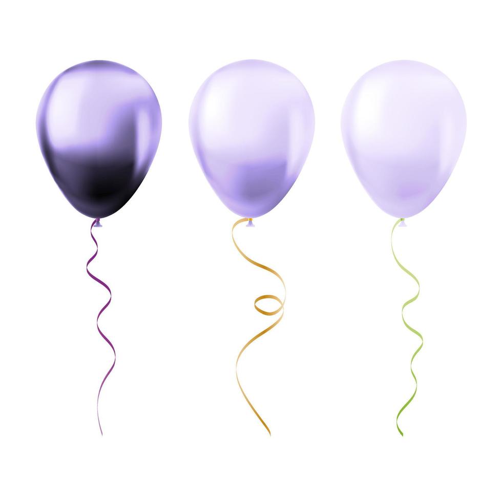 Balloon set isolated on white background Set of violet balloons