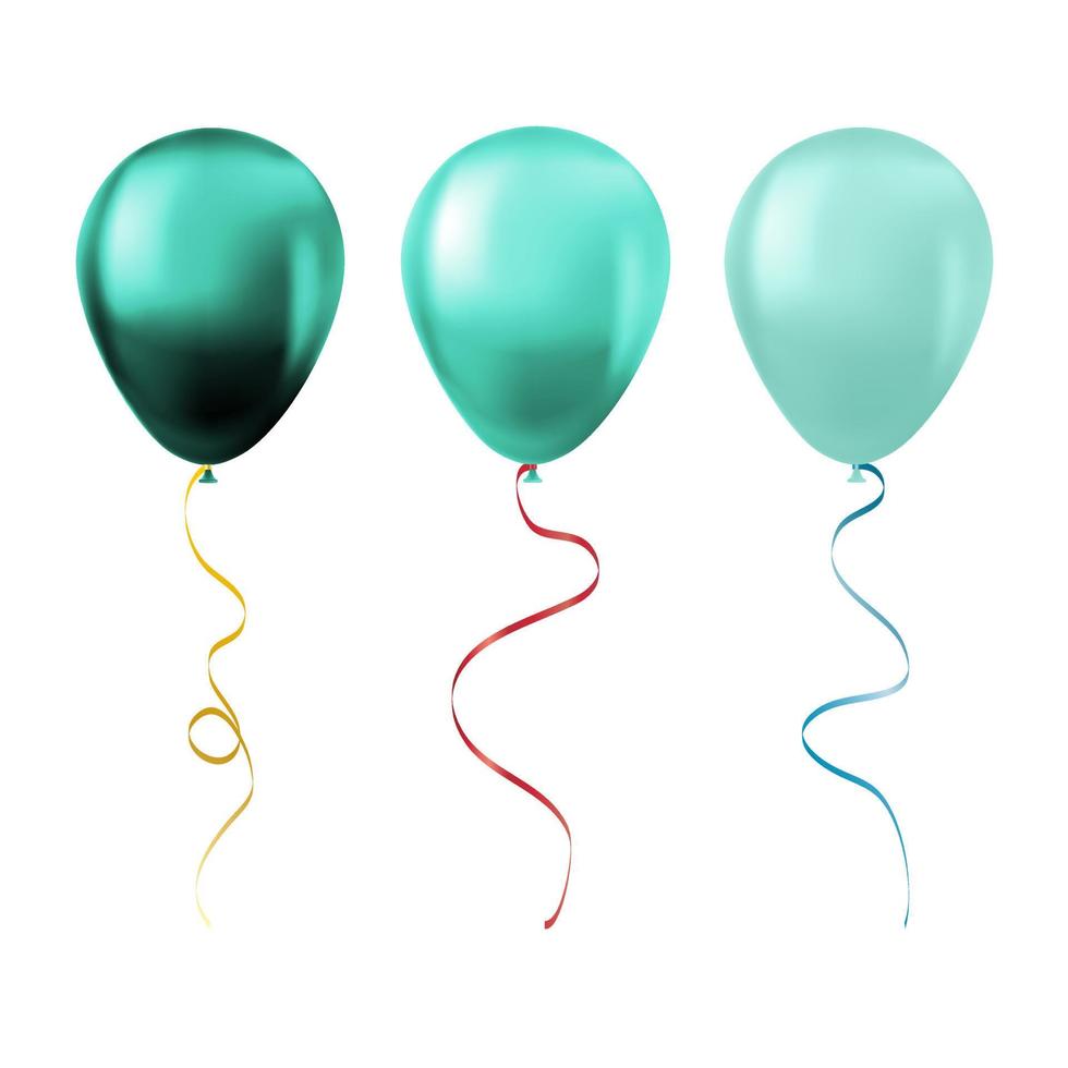 conjunto de globos aislado sobre fondo blanco conjunto de globos de color turquesa vector