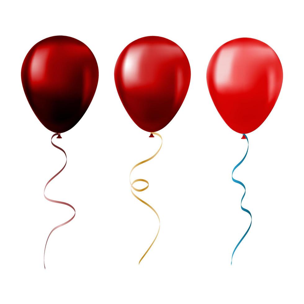 conjunto de globos aislado sobre fondo blanco conjunto de globos rojos vector