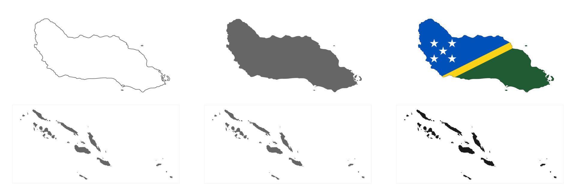 islas salomón muy detalladas con mapa de guadalcanal con bordes aislados en el fondo vector