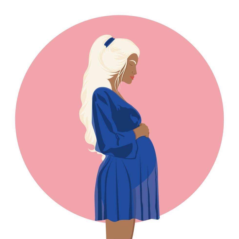 Pregnancy, pregnant girl. Thinking about the baby vector