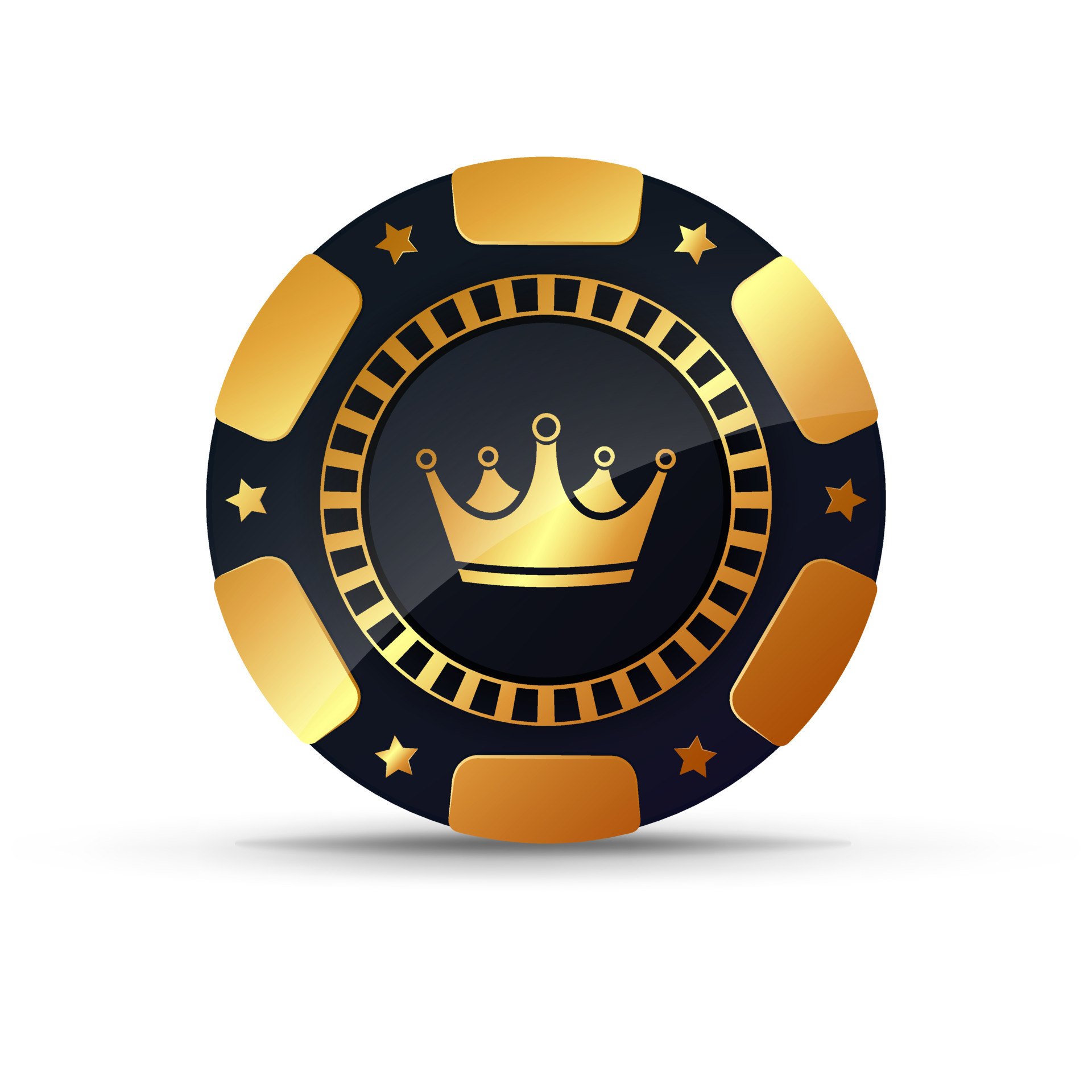 Chips for poker, gambling. Golden chip with the image of the crown