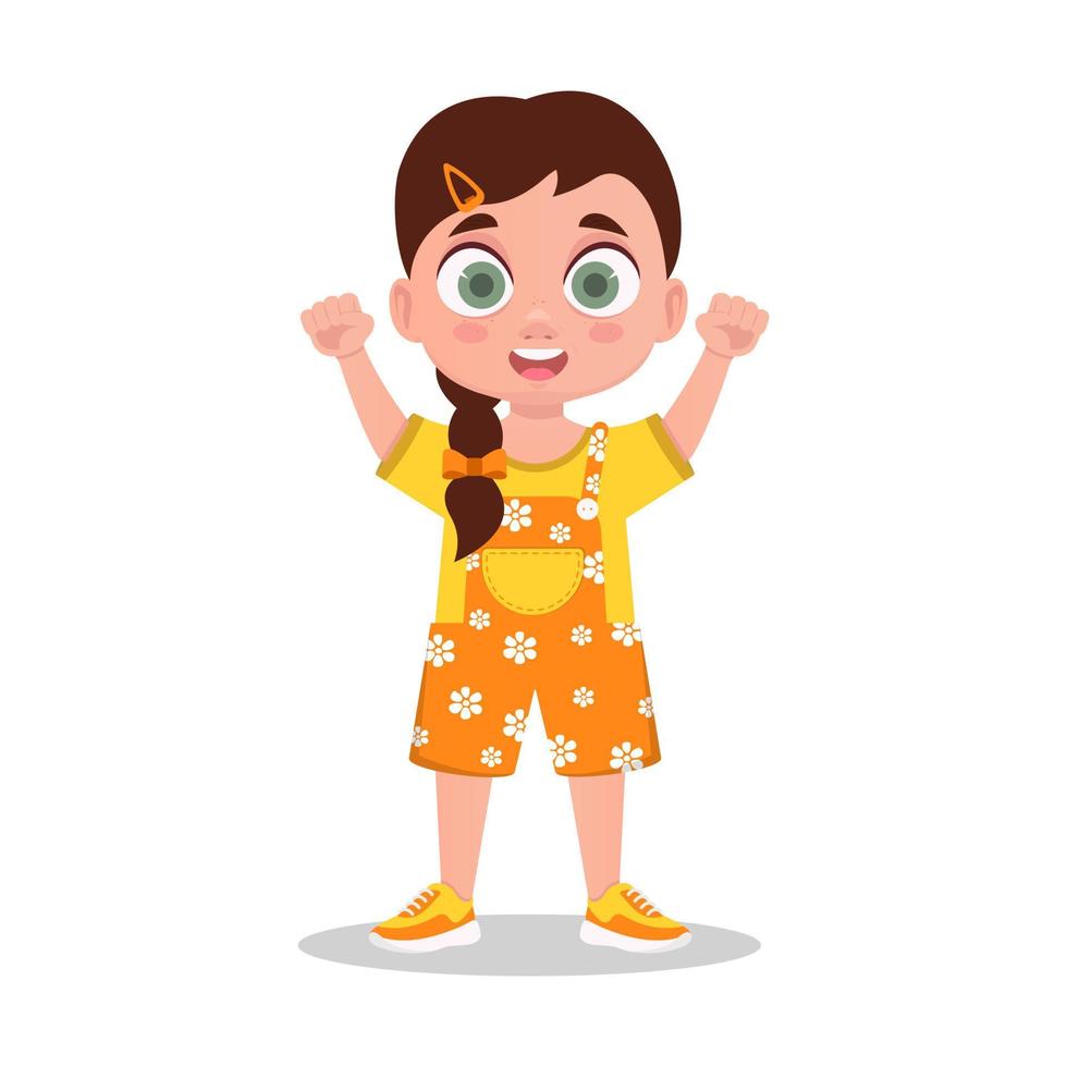 The child rejoices in victory vector