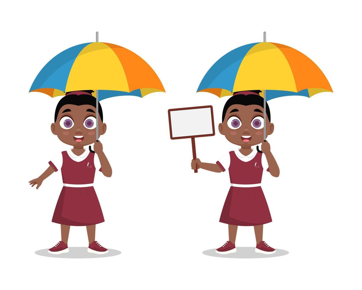 Girl under an umbrella vector