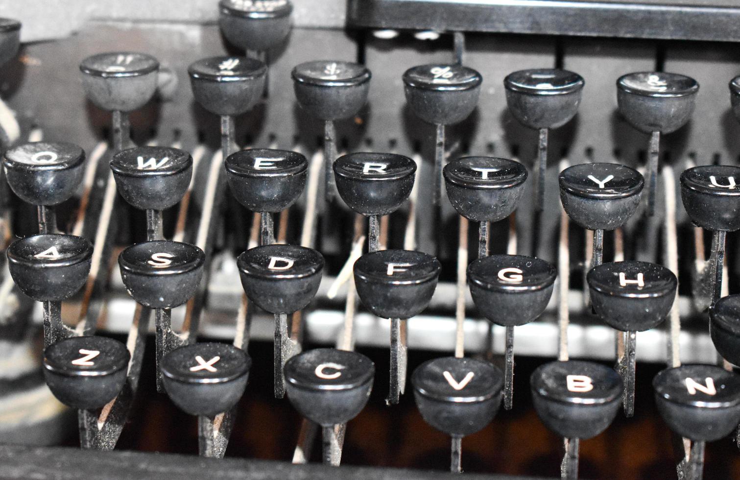 Closeup Of Black Vintage Typewriter Keys photo