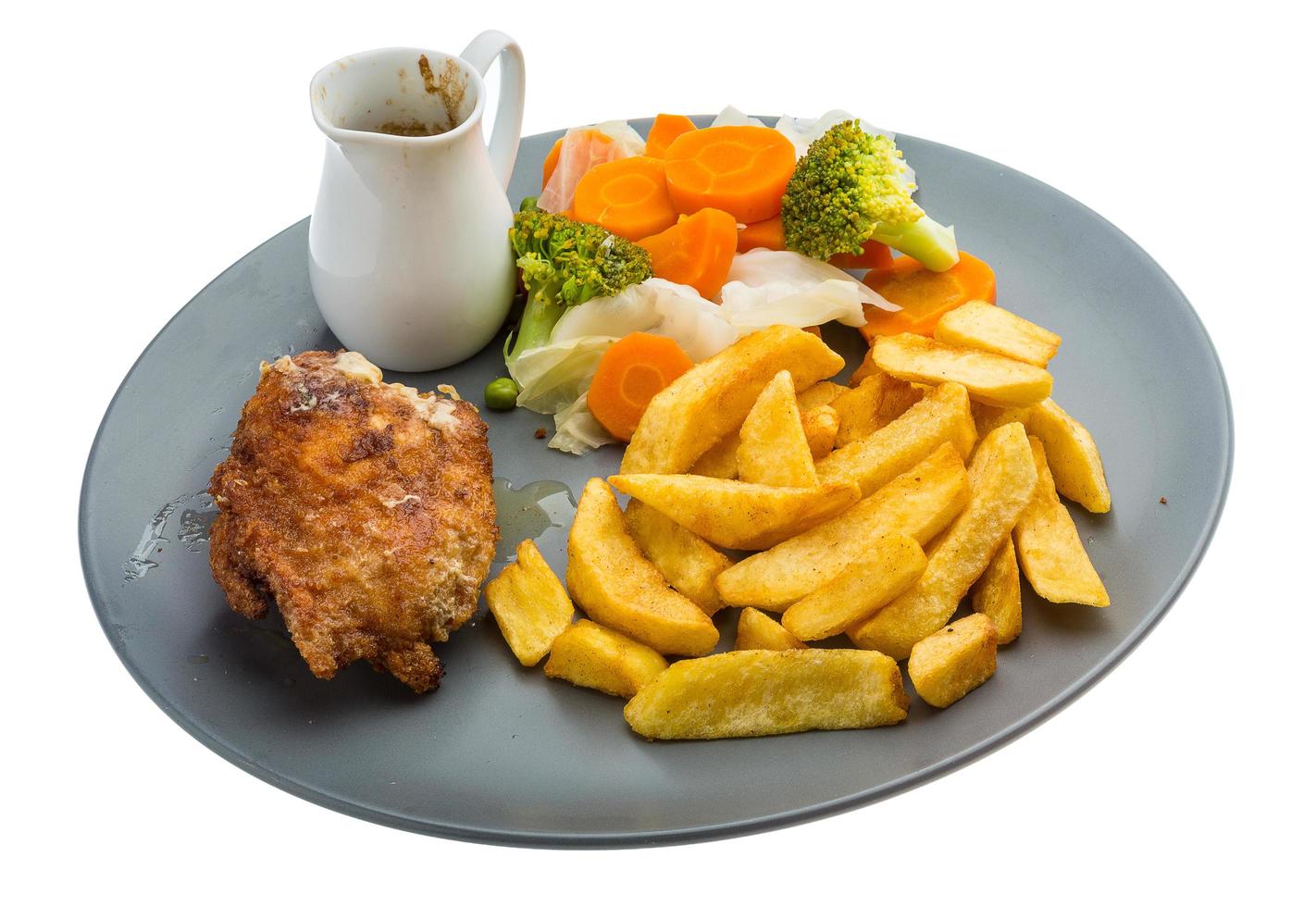 Cordon bleu on the plate and white background photo