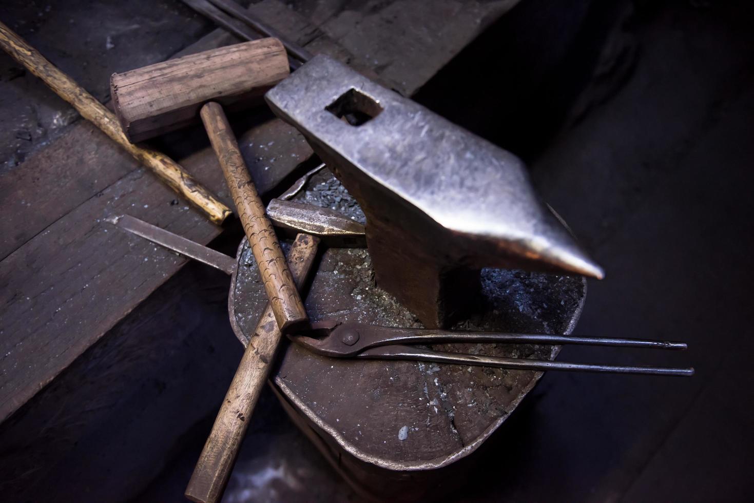 Working tool at blacksmith traditional workshop photo