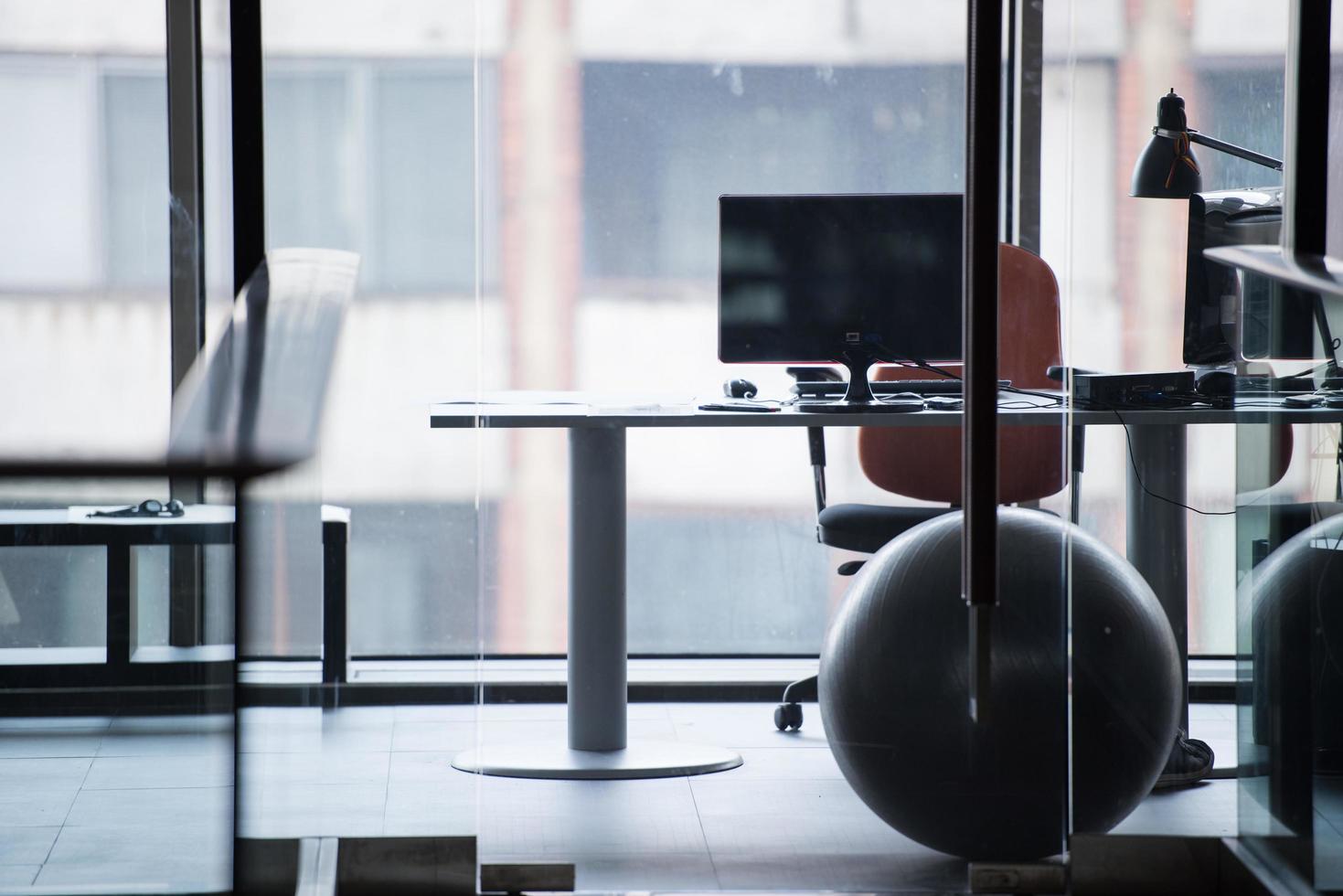 empty office with modern computers photo