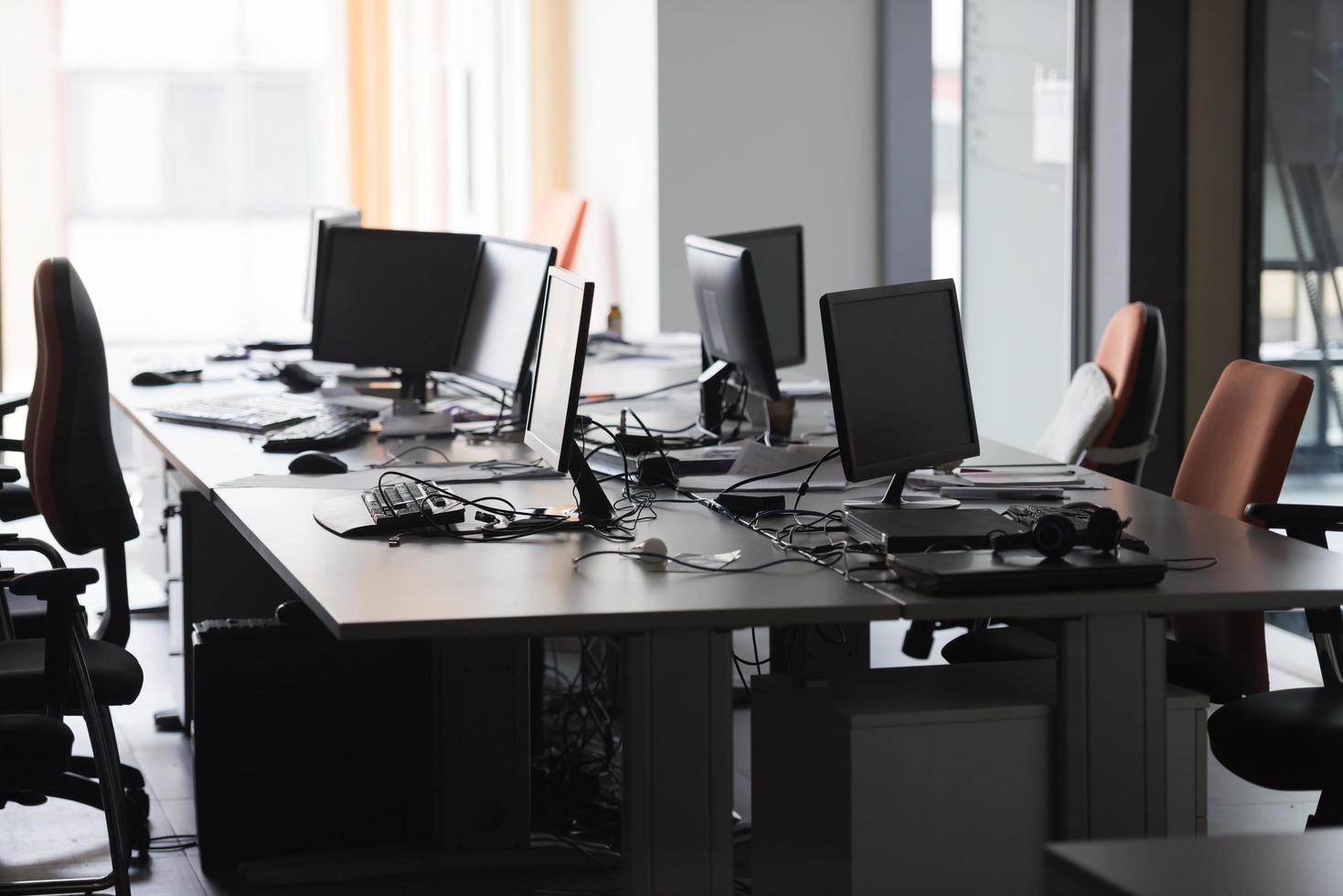 empty office with modern computers photo