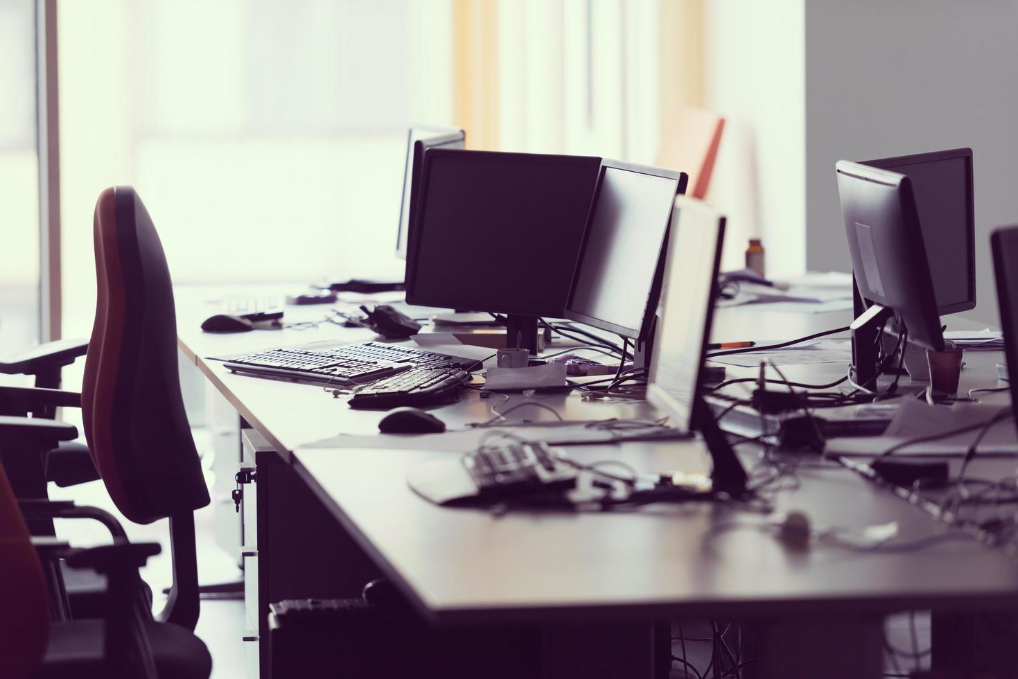 empty office with modern computers photo