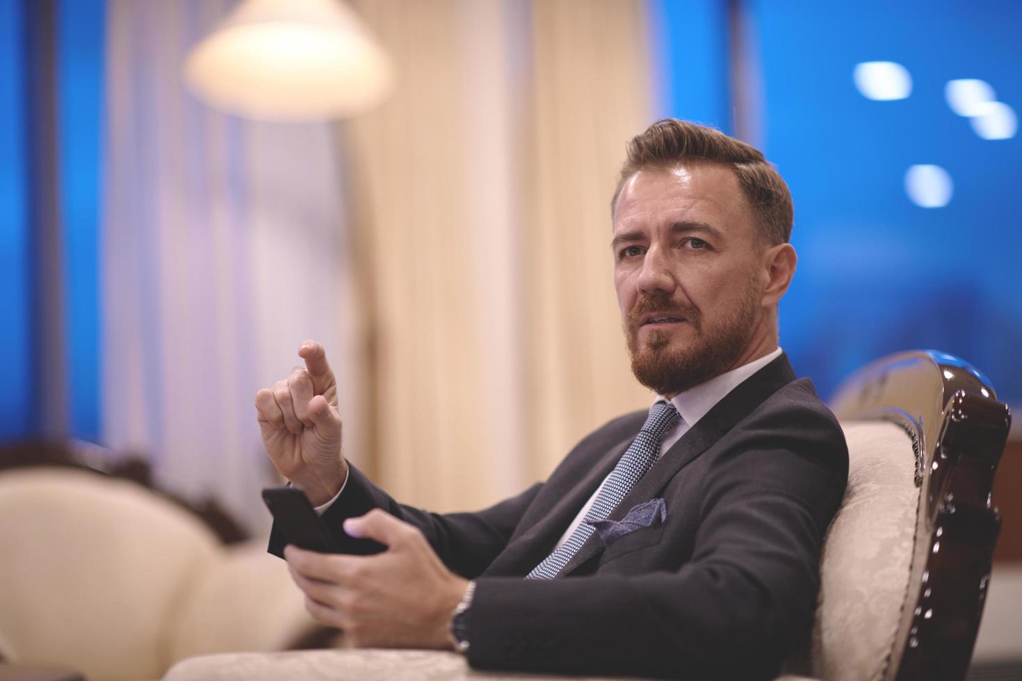 corporate business man portrait at luxury office photo