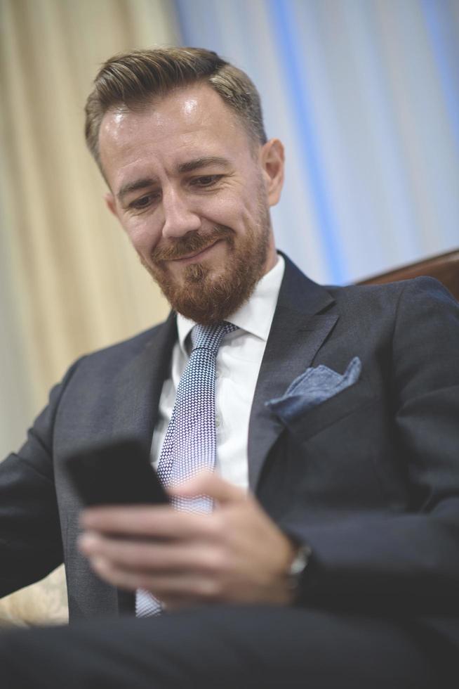 corporate business man portrait at luxury office photo