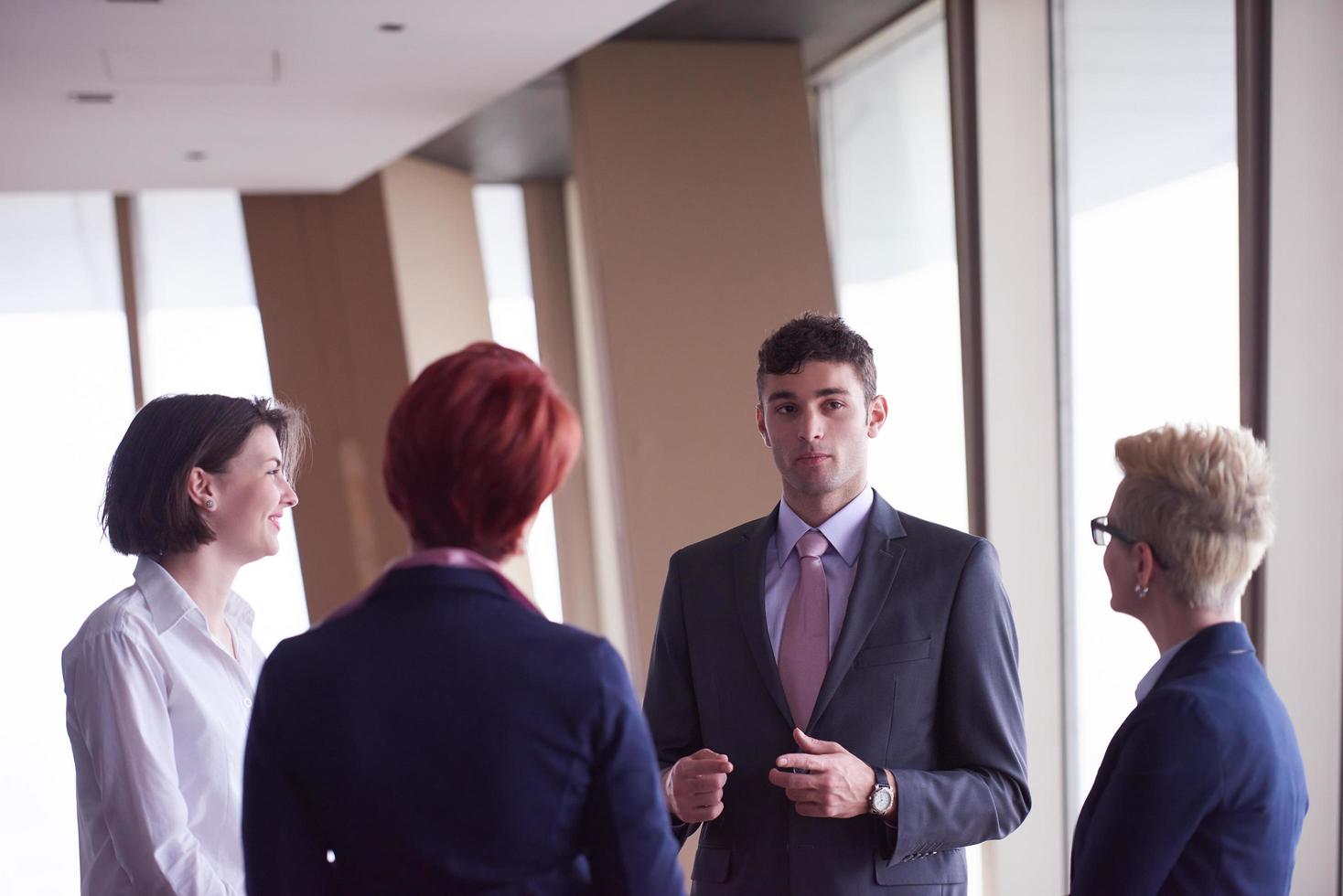 business people group on meeting at modern bright office photo