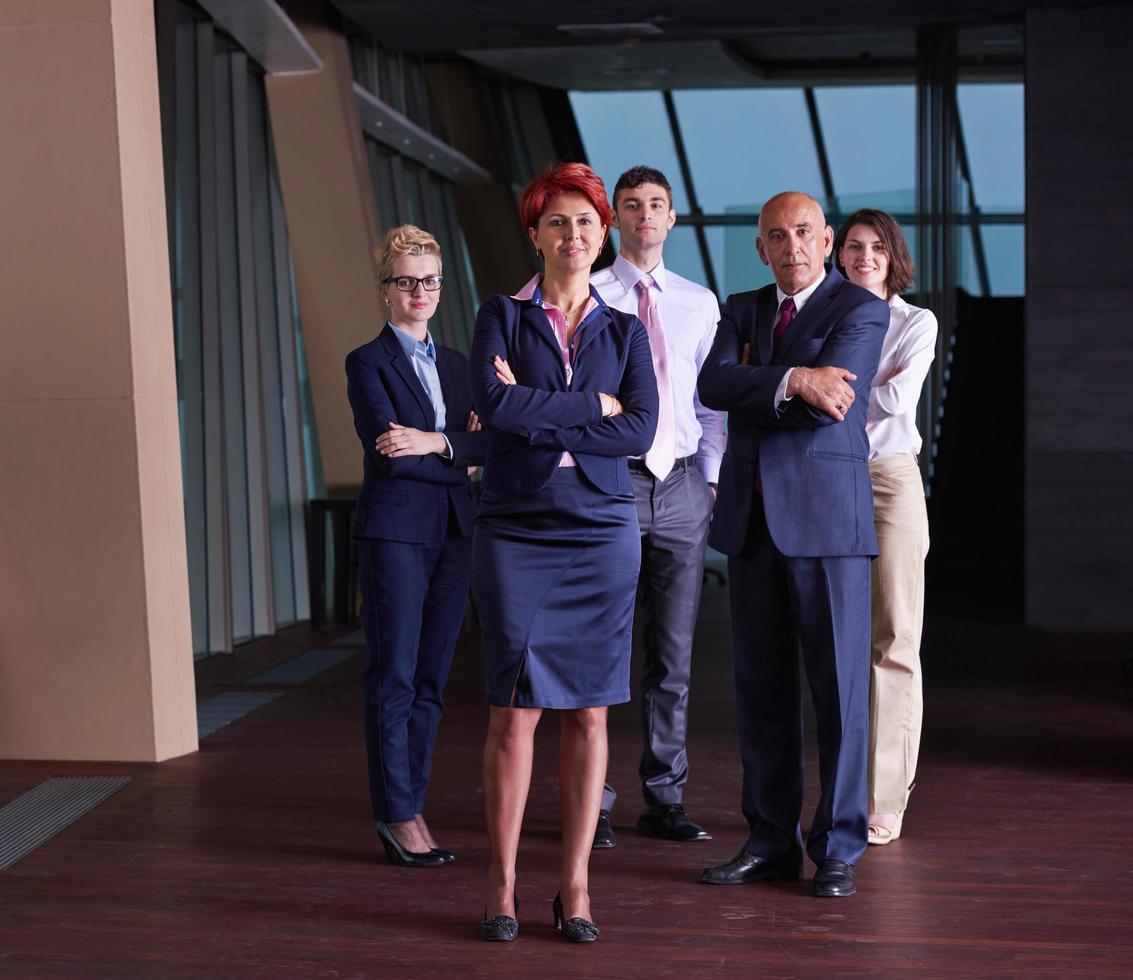 diverse business people group with redhair  woman in front photo