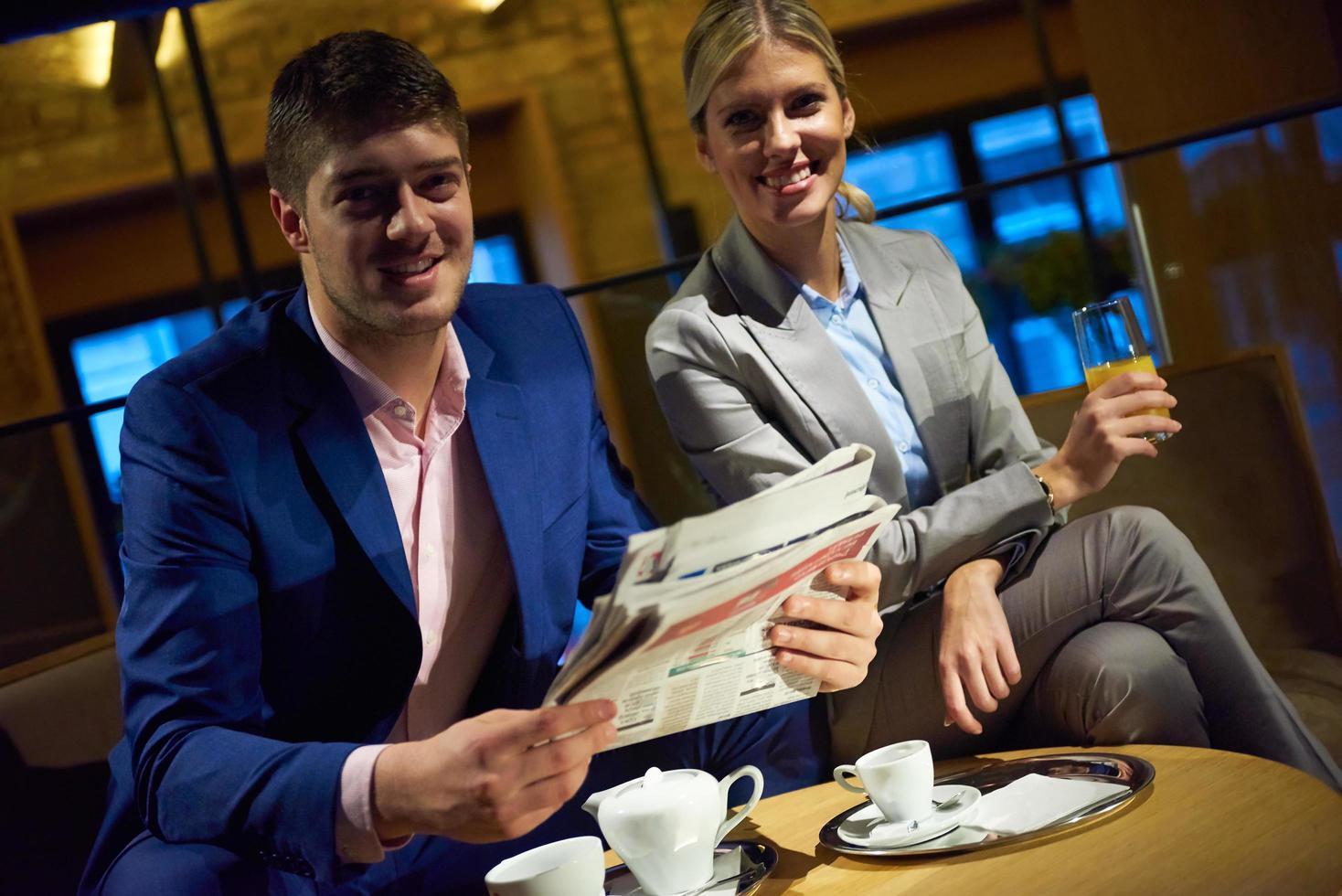 business couple take drink after work photo