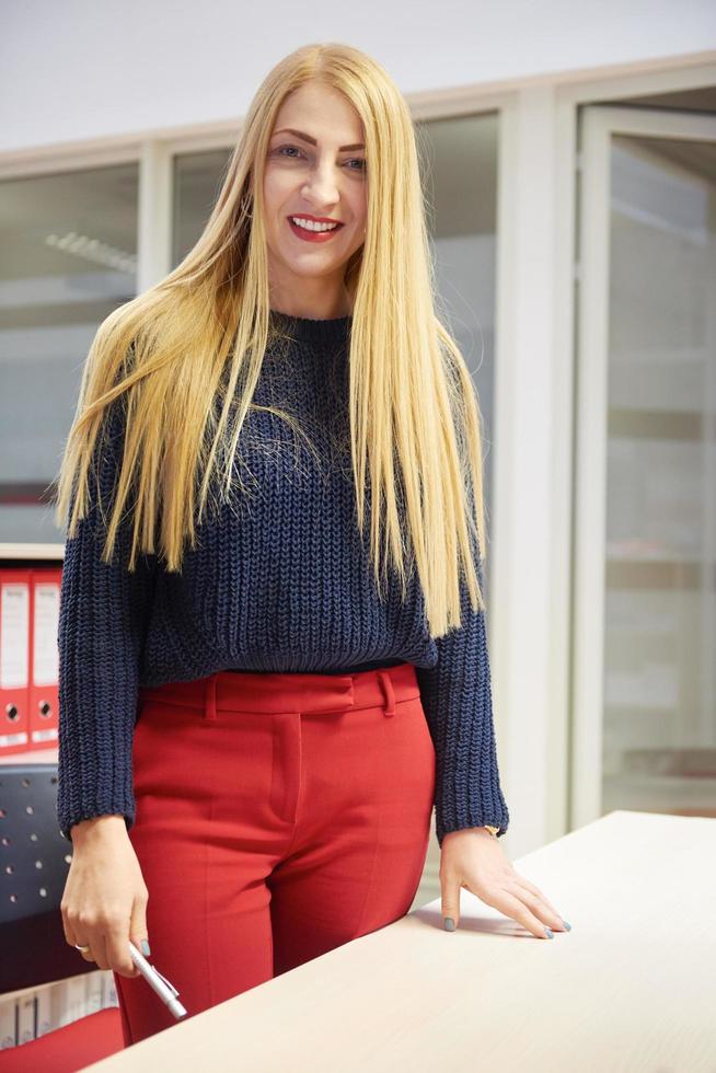 business woman working on computer at office photo
