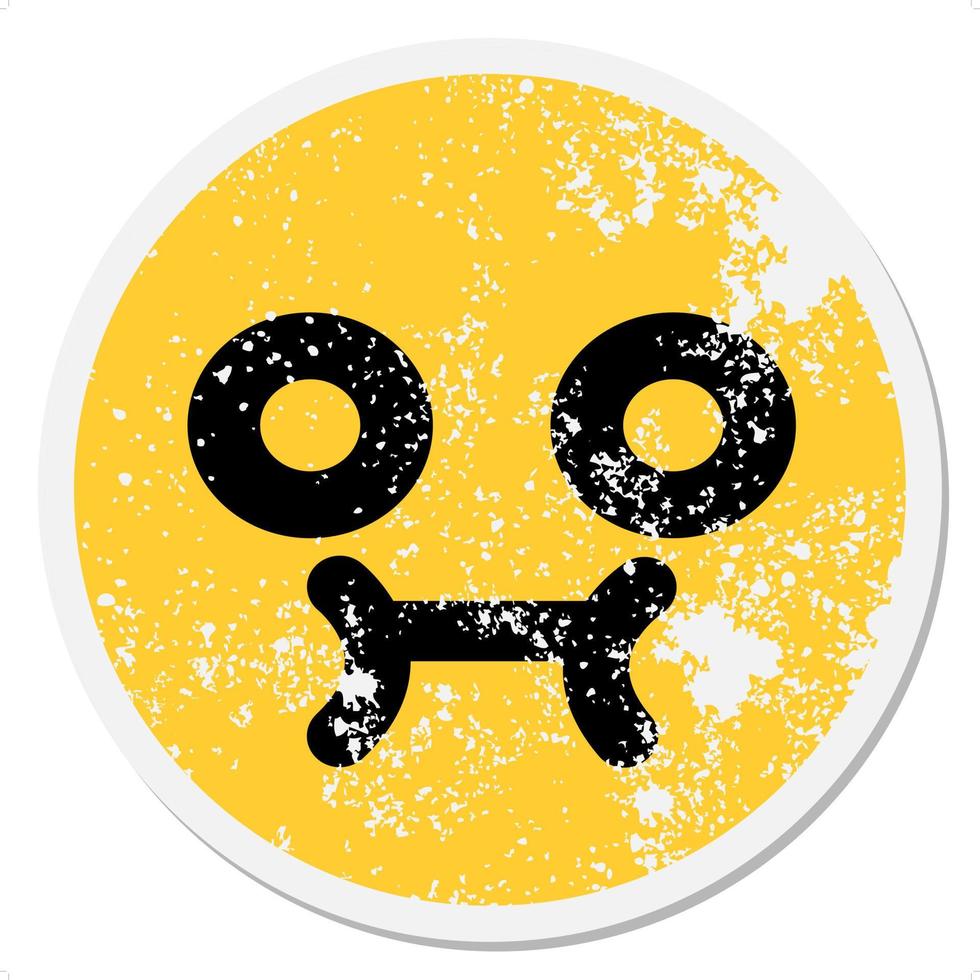 staring blank eye face circular sticker vector