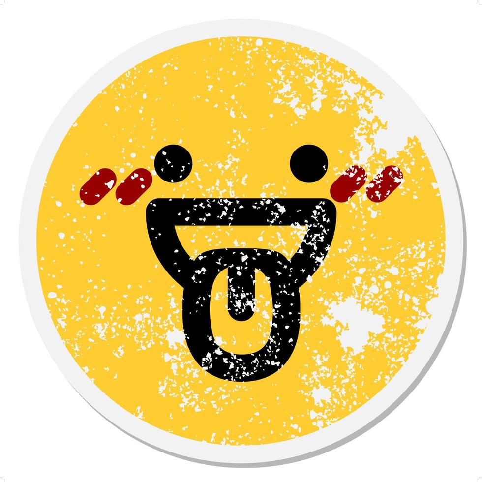 pegatina circular cara feliz sacando la lengua 12535325 Vector en Vecteezy