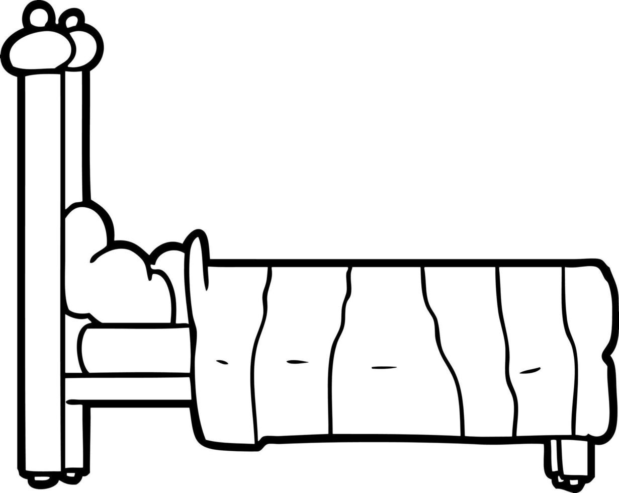 cartoon line drawing bed vector