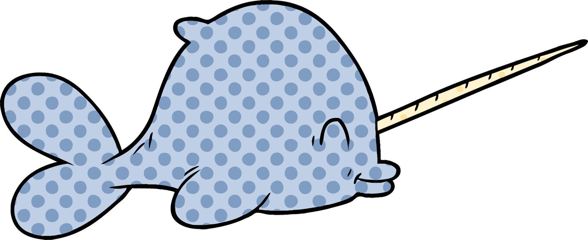 happy cartoon narwhal vector