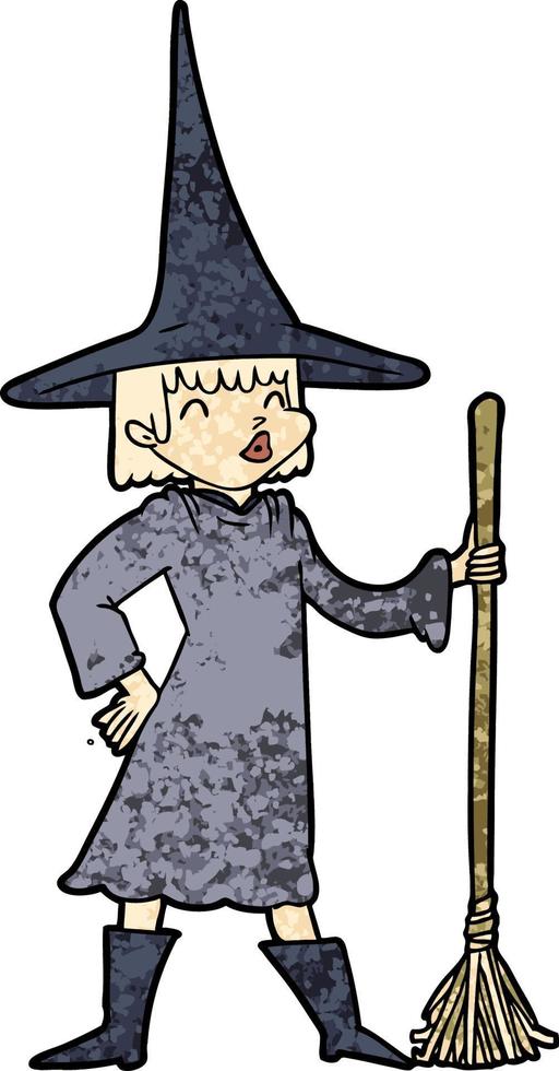 cartoon doodle character witch vector