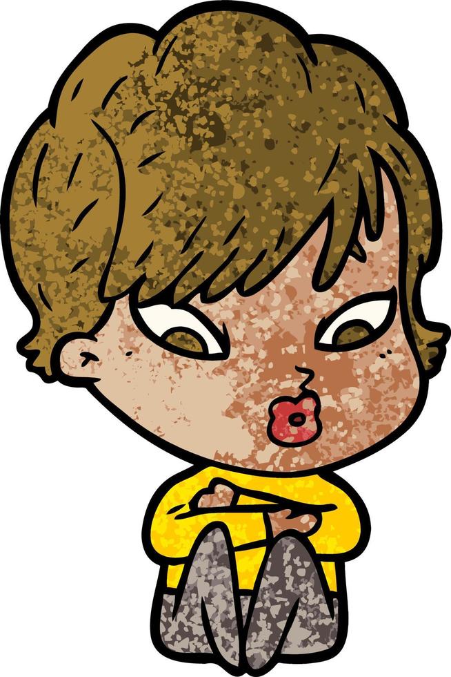cartoon doodle character woman vector