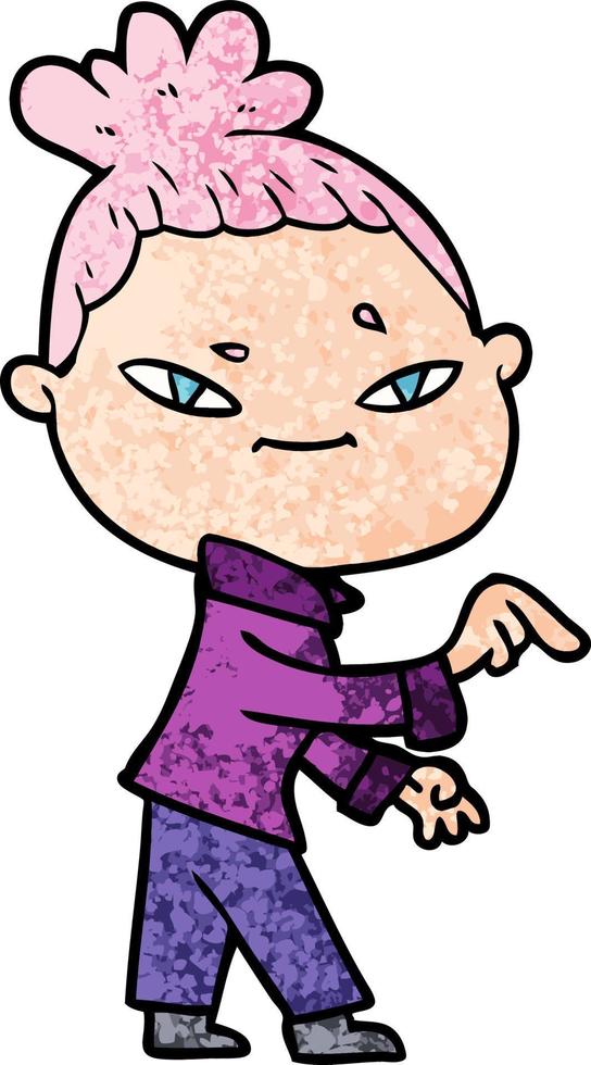cartoon doodle character woman vector