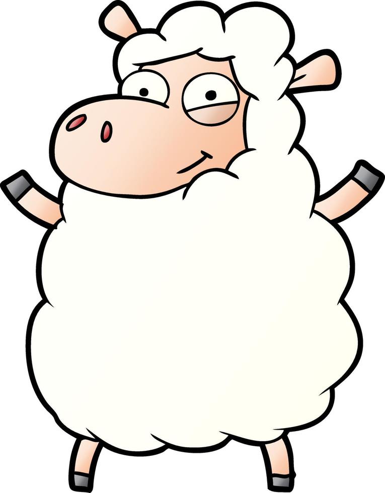 cartoon flat color style sheep vector