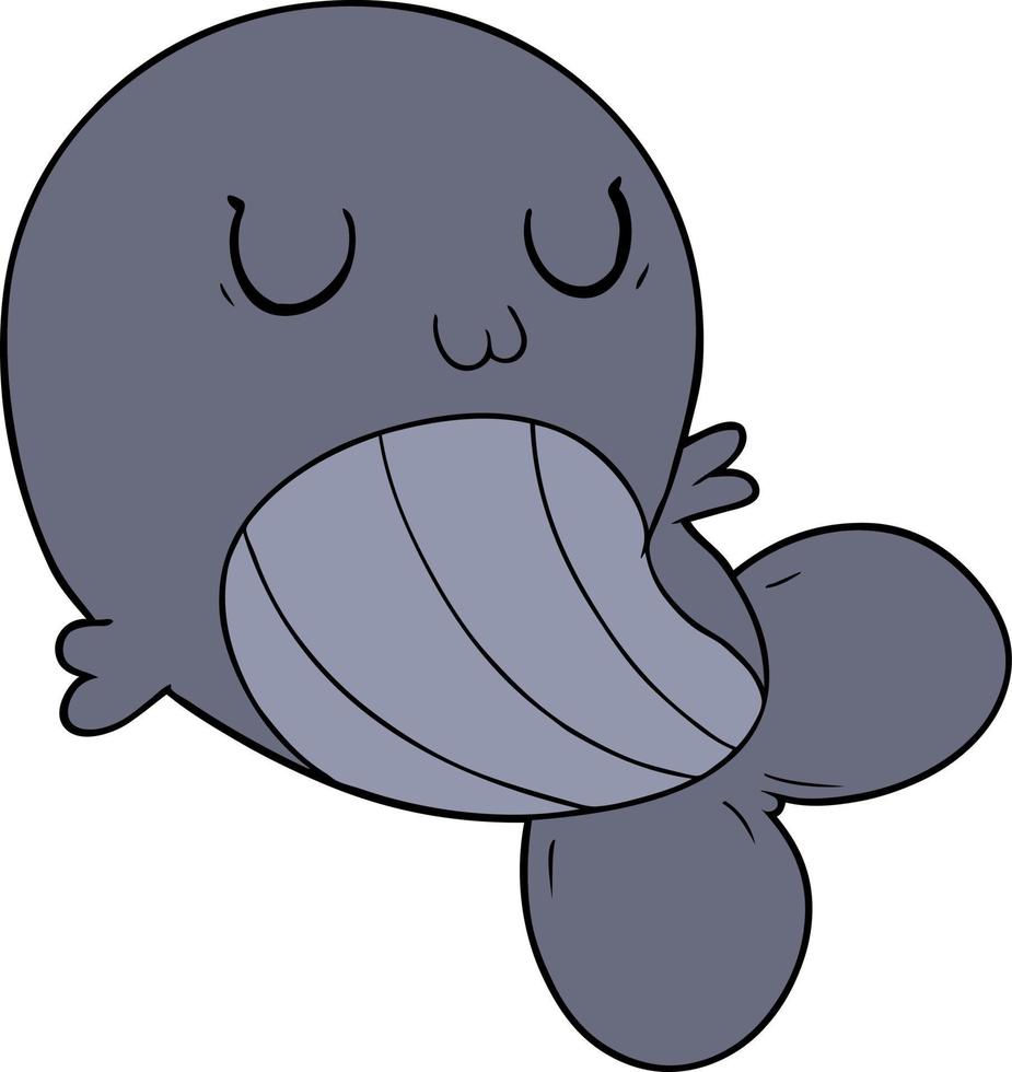 cartoon flat color style whale vector