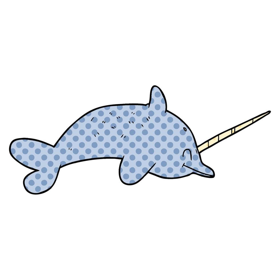 cartoon doodle character narwhal vector