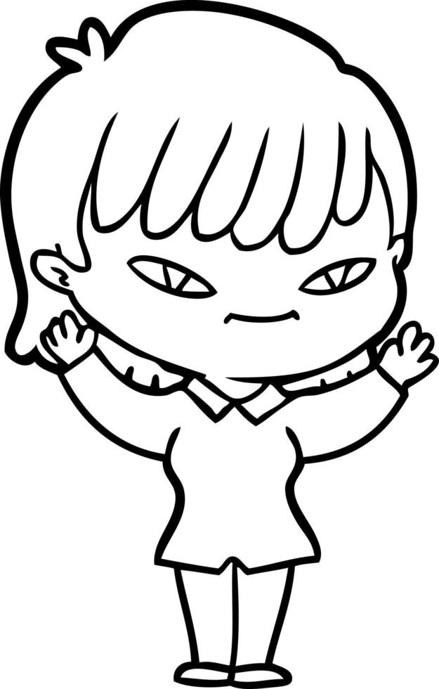 line drawing cartoon woman vector