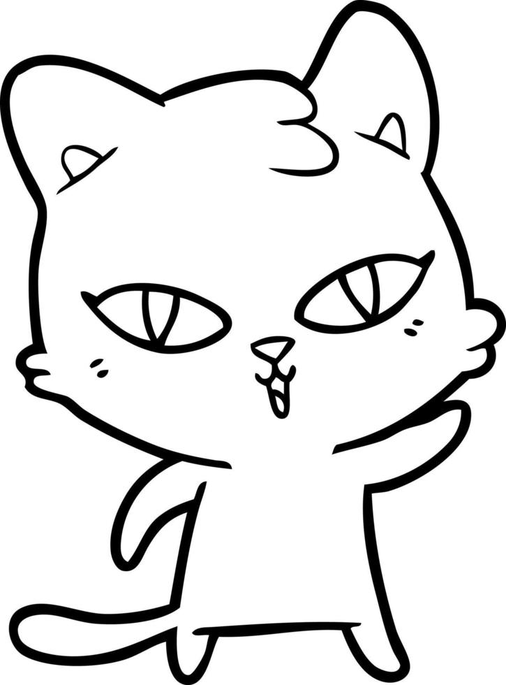 line drawing cartoon cat vector