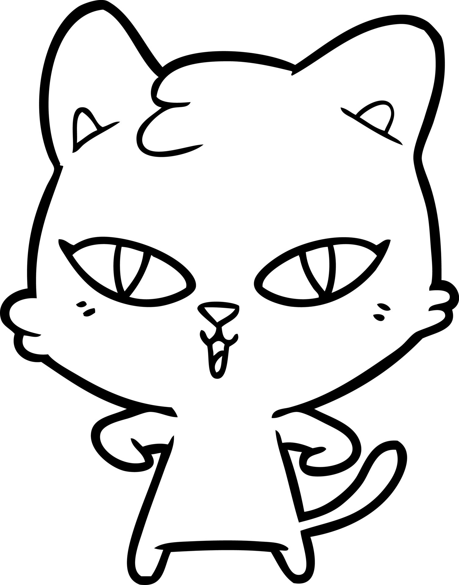 line drawing cartoon cat 12536251 Vector Art at Vecteezy