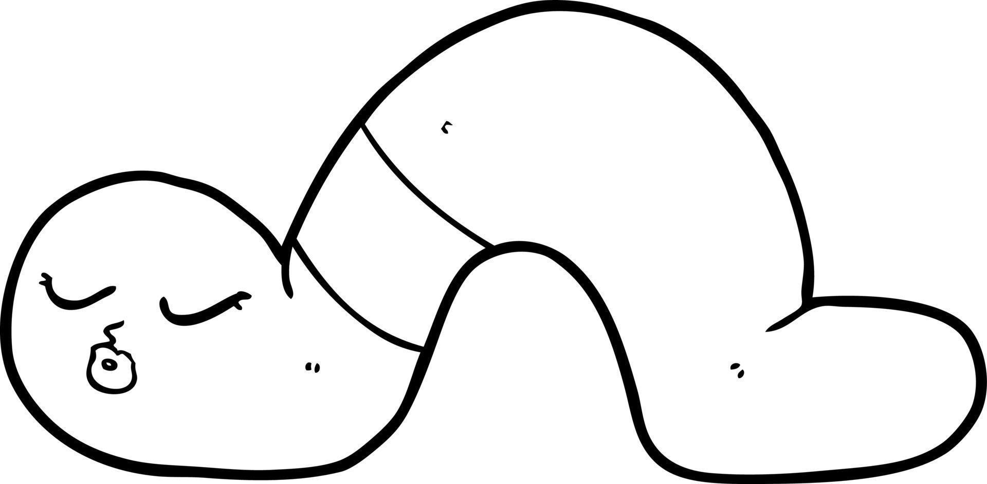 cartoon worm line art vector