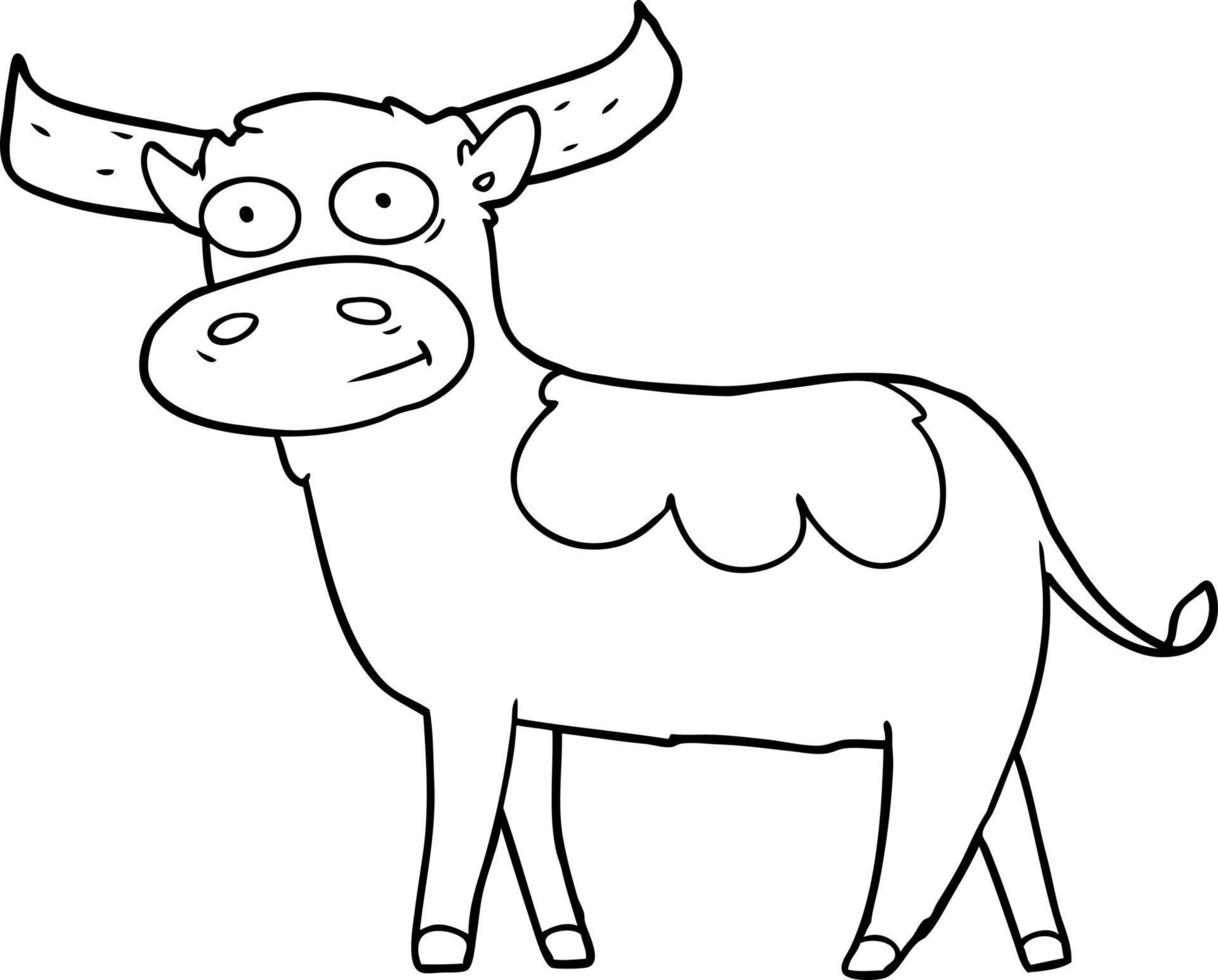 arte de línea de toro de dibujos animados vector