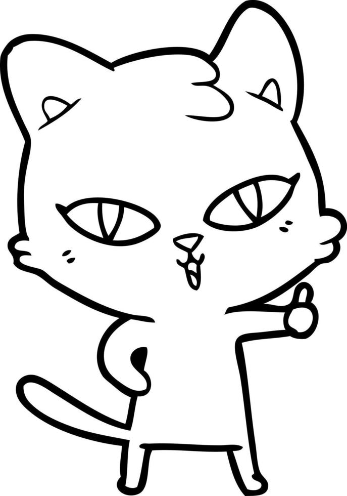 cartoon line drawing cat vector