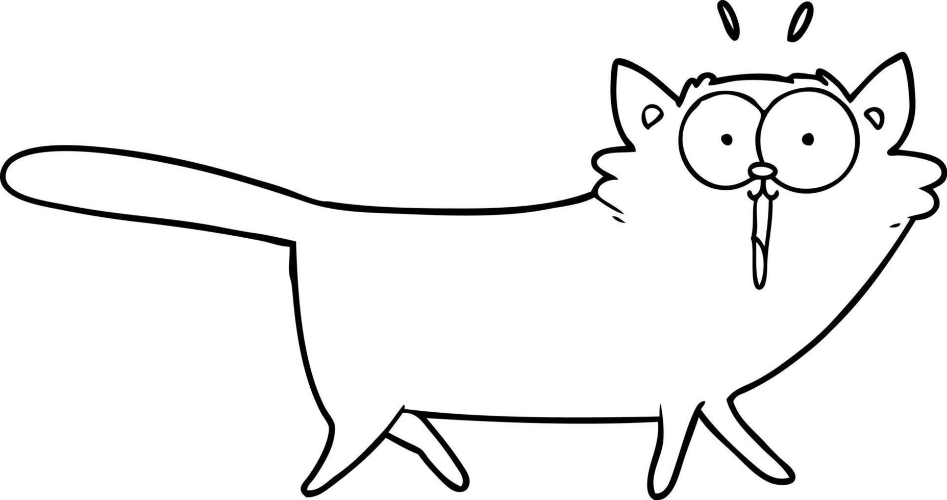 cartoon line drawing cat vector