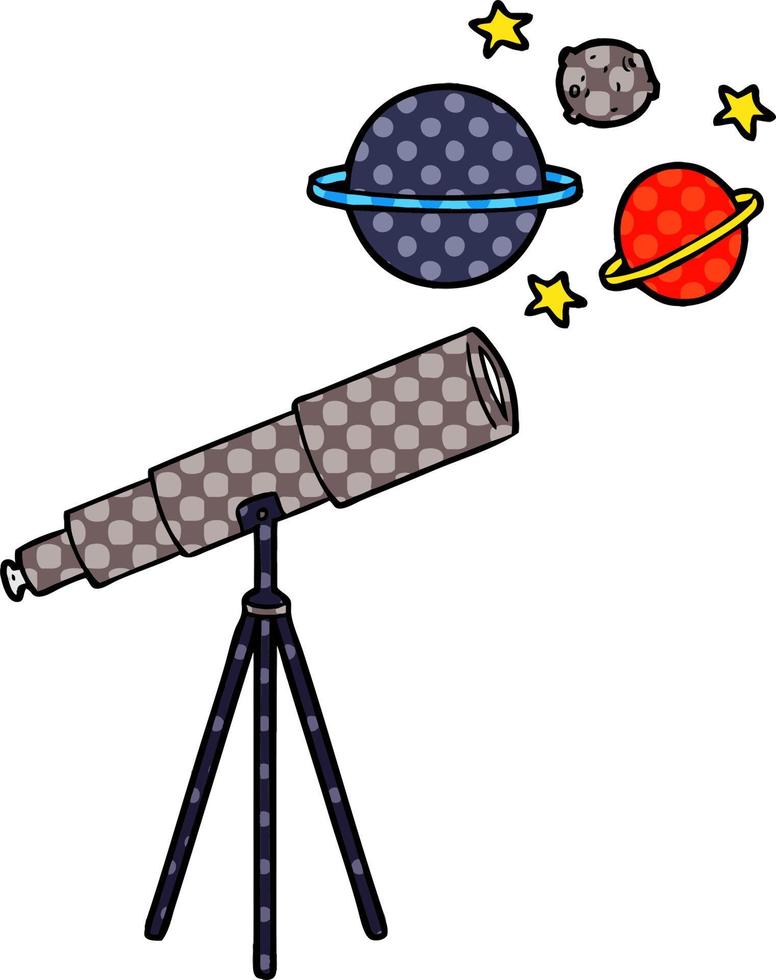 cartoon doodle telescope vector