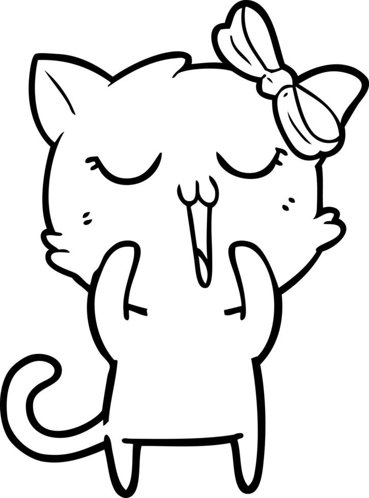 cartoon line drawing cat vector