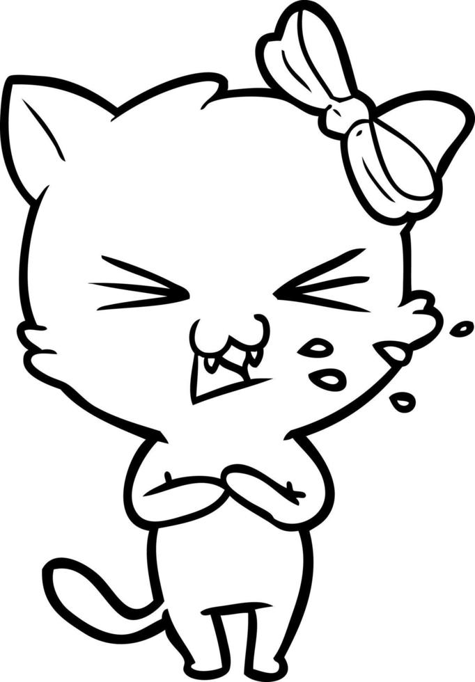 cartoon line drawing cat vector